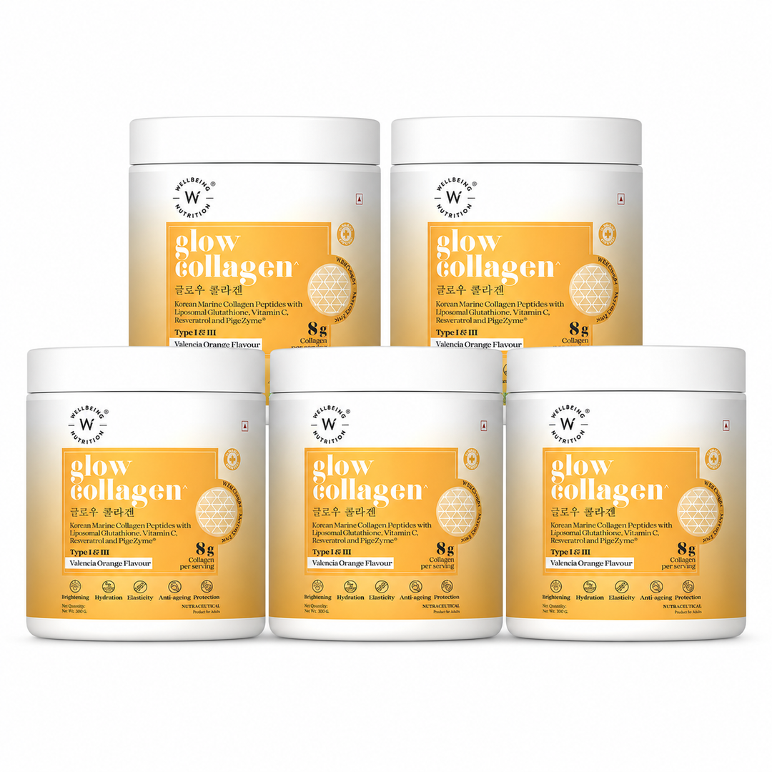 Glow Korean Marine Collagen Peptides with Liposomal Glutathione & Vitamin C | Valencia Orange Flavour | 250g