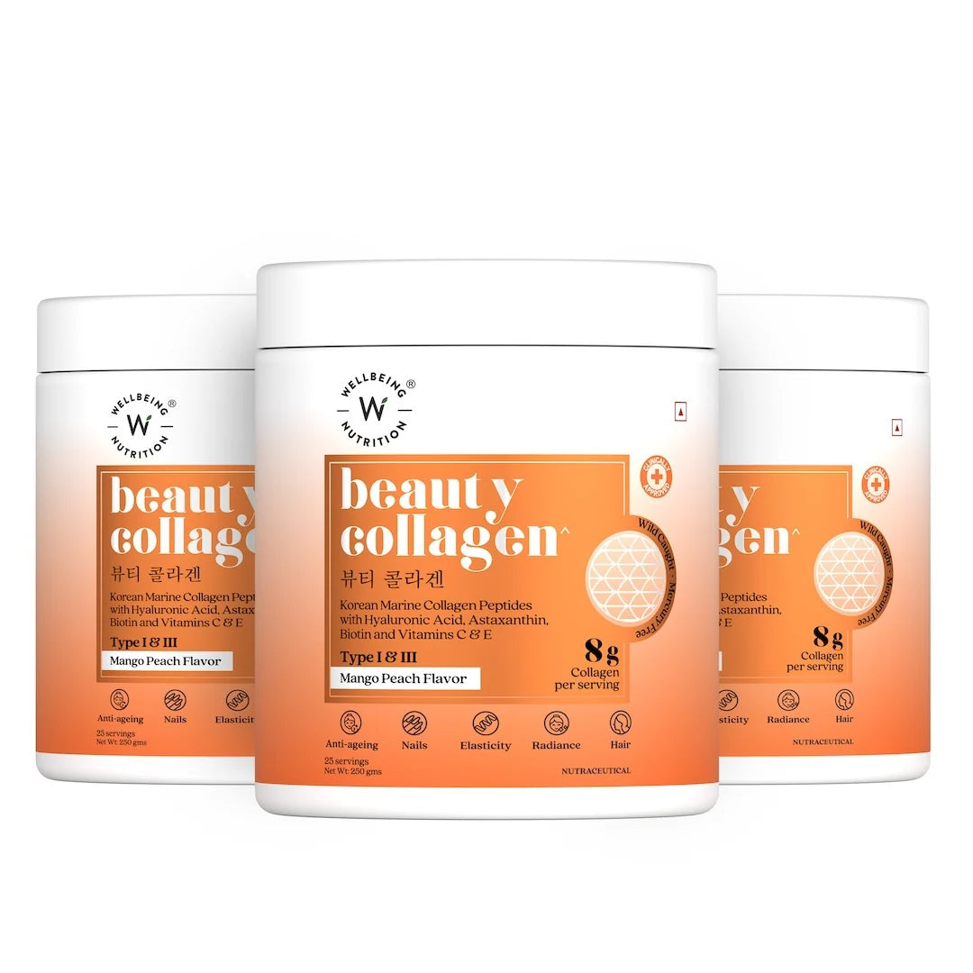 Beauty Korean Marine Collagen Peptides | Mango Peach Flavour | Hair Skin & Nails Health