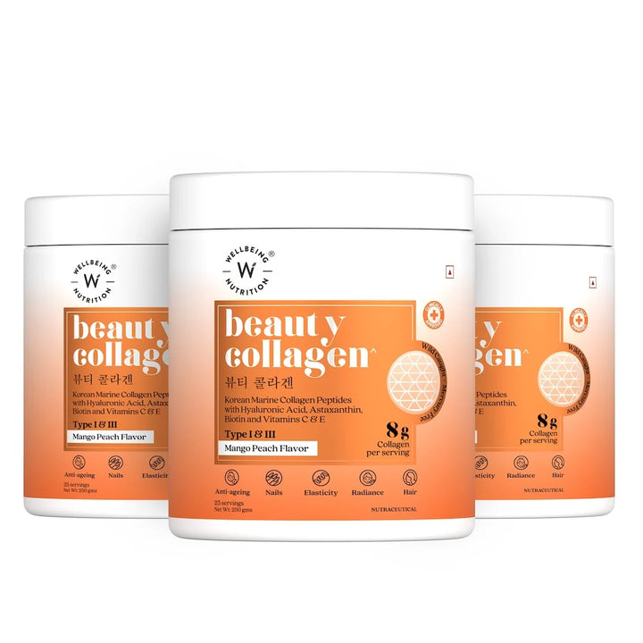 Beauty Korean Marine Collagen Peptides | Mango Peach Flavour | Hair Skin & Nails Health